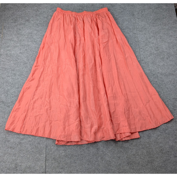 Vintage Silk Midi Skirt Womens Large Pink Coral Lightweight Layering Cottage 90s - Picture 2 of 5